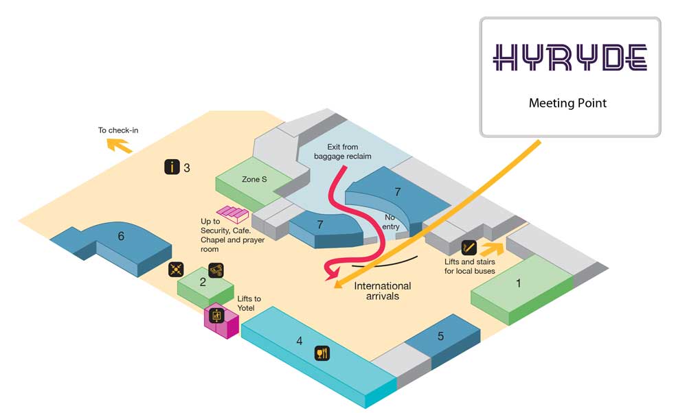 Gatwick airport HYRYDE meeting point map