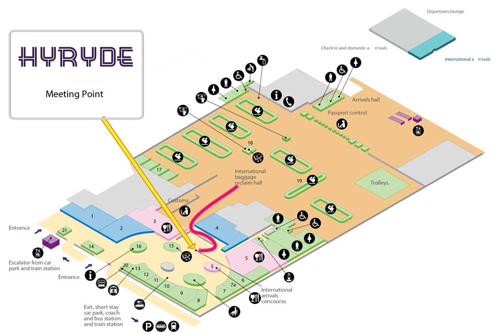 Stansted airport HYRYDE meeting point map