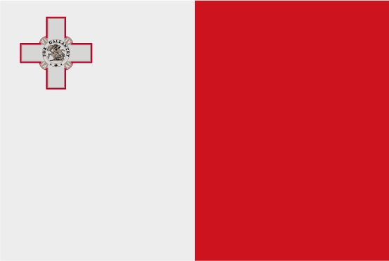 Malta national flag with white and red halves and the George Cross in the corner.