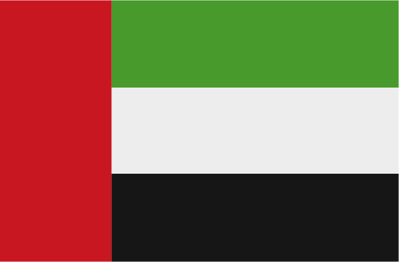 United Arab Emirates national flag with green, white, black, and red colours.